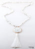 Boho Necklace, RH Amazonite Jasper, Circle Tassel Green White Natural Stone